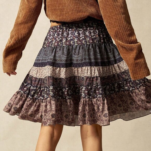 Multicolor Casual Women's Floral Ruffled Skirt - Picture 2 of 8